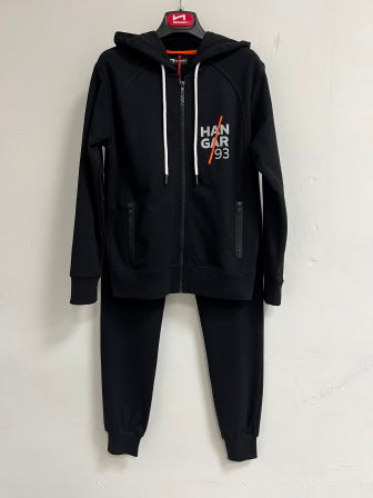 Tuta Felpa Zip Con Cappuccioepantalone Nero