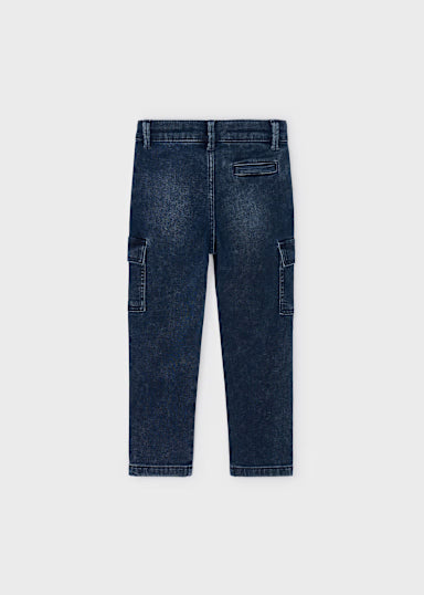Pantalone Soft Denim Cargo Blue Black