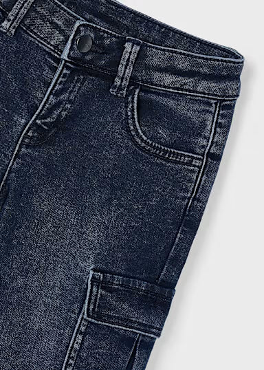 Pantalone Soft Denim Cargo Blue Black