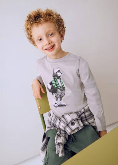 Maglietta Manica Lunga Wolf Fumo