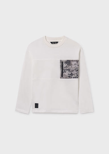 Maglietta Manica Lunga Tasche Panna