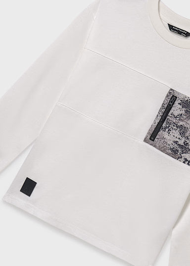 Maglietta Manica Lunga Tasche Panna