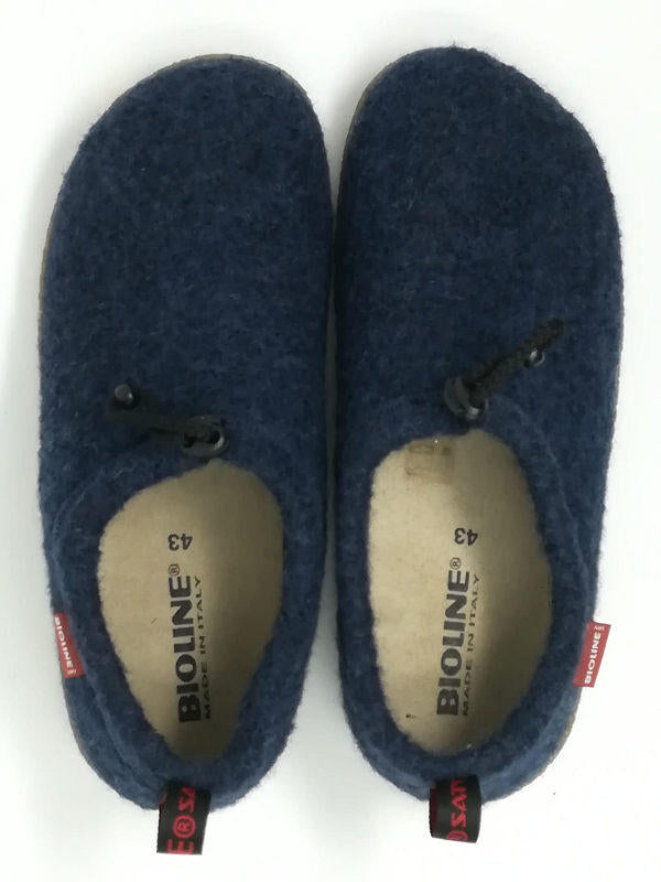 Pantofola Chiusa in Lana Cotta Blu