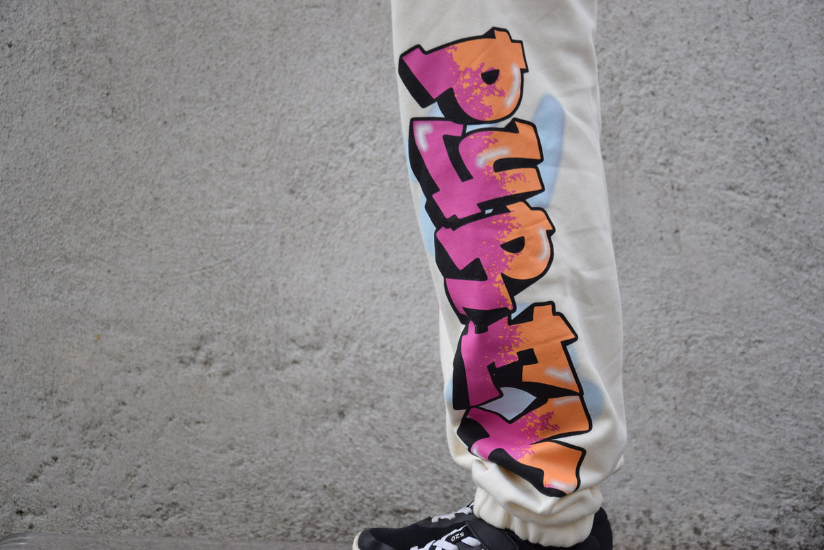 Pantaloni Felpa Ragazza Beige con Scritta