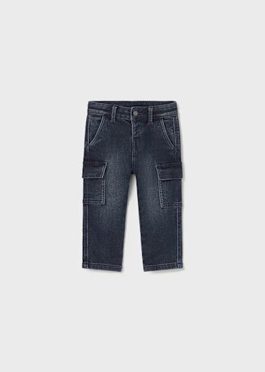 Pantalone Soft Denim Cargo Blue Black