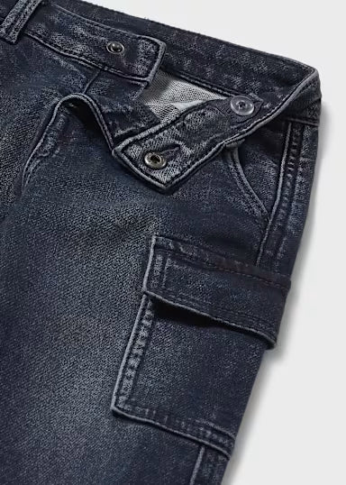 Pantalone Soft Denim Cargo Blue Black