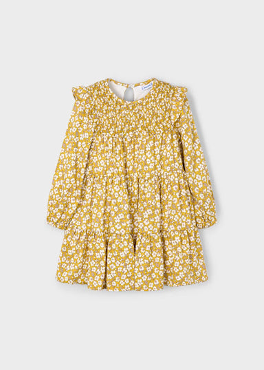 Vestito Velluto Stampato Mostarda