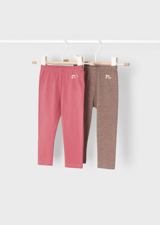 Set 2 Leggings Basici Grigi e Rosa