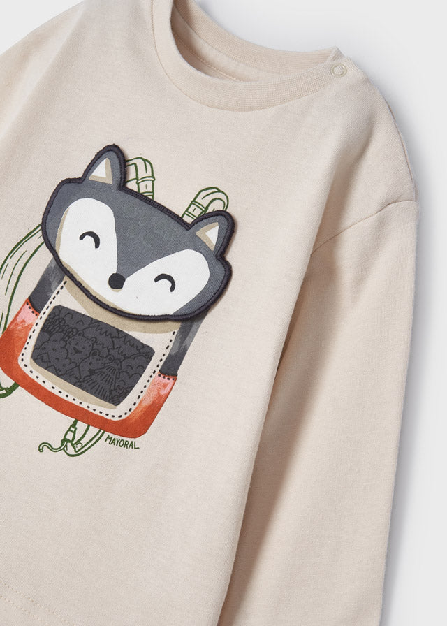 Maglietta Manica Lunga Play Zaino Beige