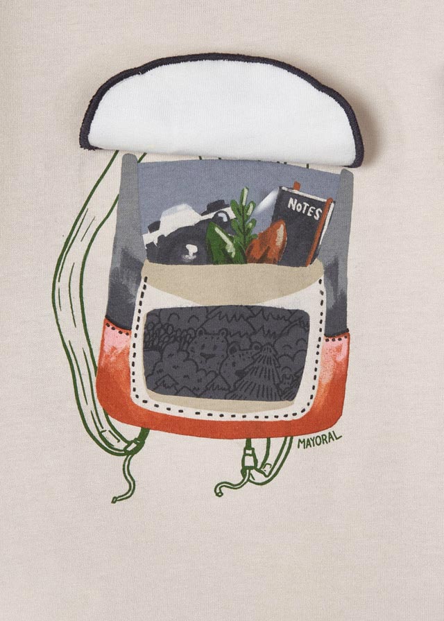 Maglietta Manica Lunga Play Zaino Beige