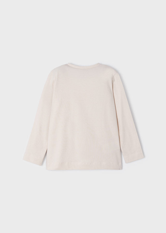 Maglietta Manica Lunga Con Scritta Beige