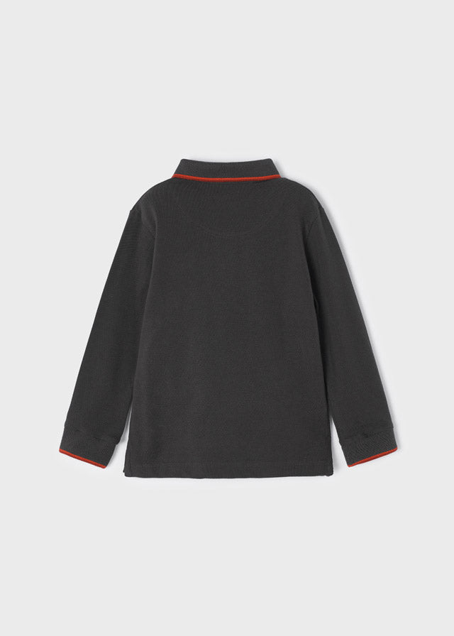 Polo Manica Lunga Taschino Serigrafia Argento