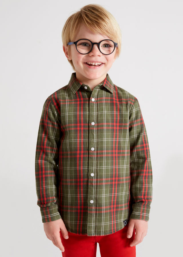 Camicia Manica Lunga Quadri Blu