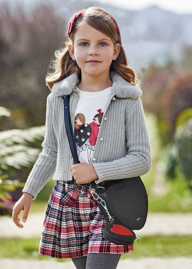 Cardigan Tricot Colletto Pelloso Argento