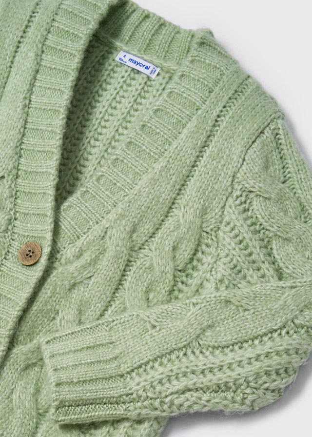 Cardigan Lungo Tricot Intrecciato Verde