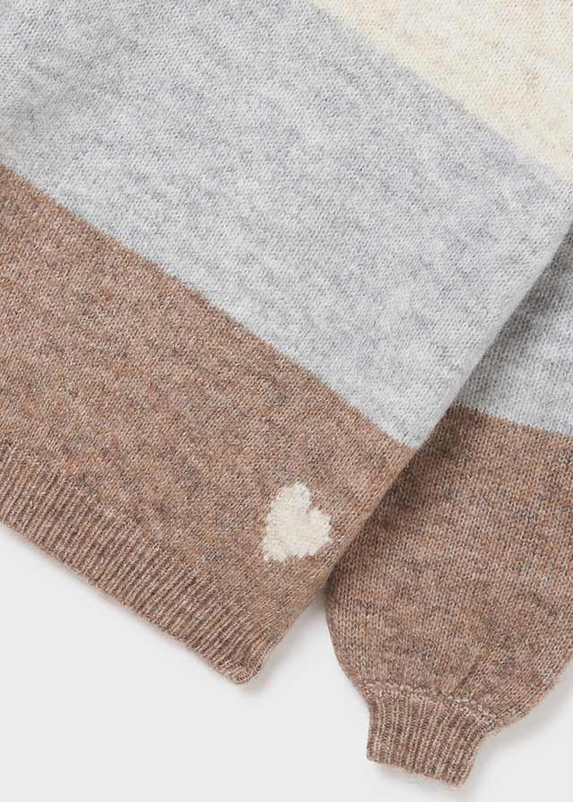 Maglione a Fascie Marroni Grigio e Panna