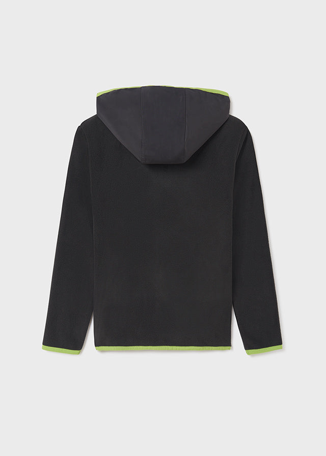 Felpa Pile Grigia Con Contrasti Lime