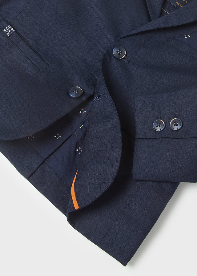 Giacca Elegante in Lino Blu