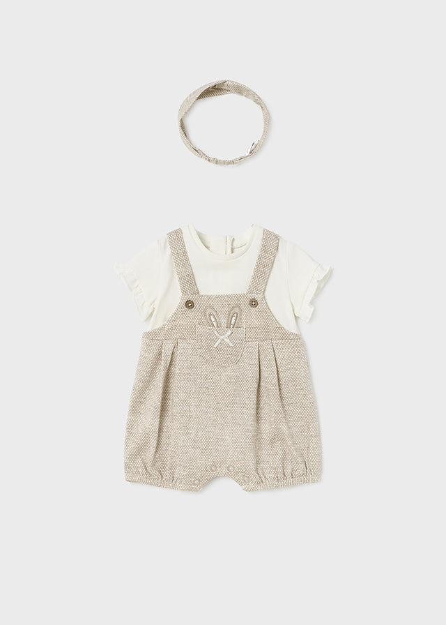 Tutina Salopette Corta Fascia Beige