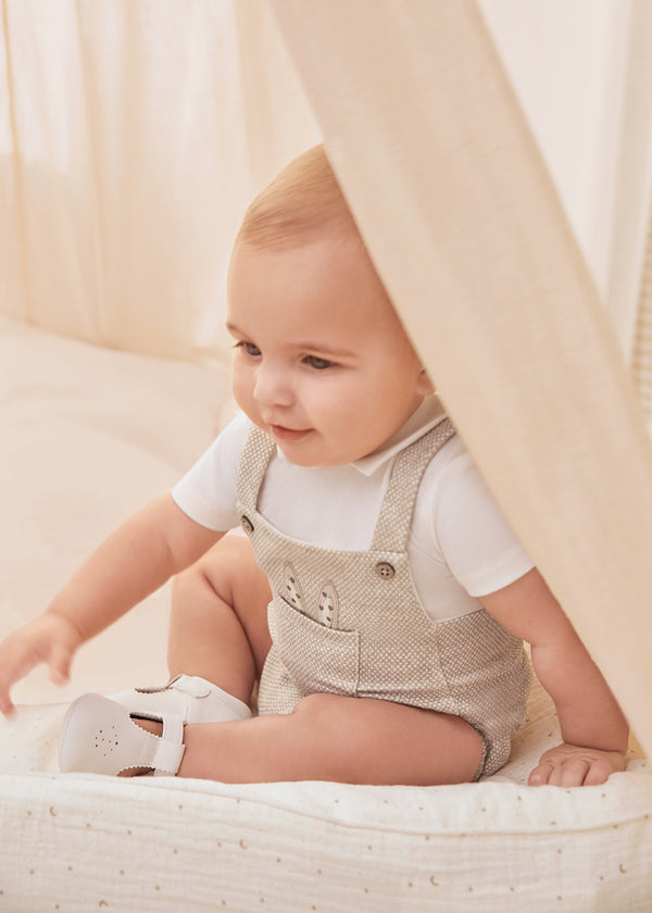 Tutina Salopette Corto E Cappello Beige