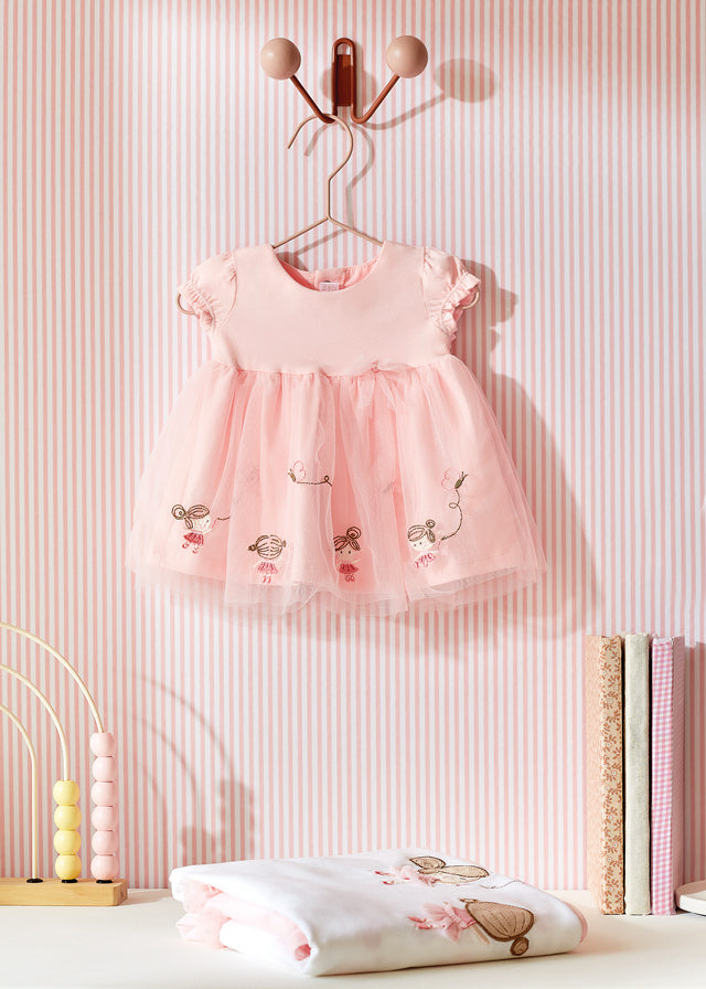 Vestito Coordinato Tulle Rosa Baby