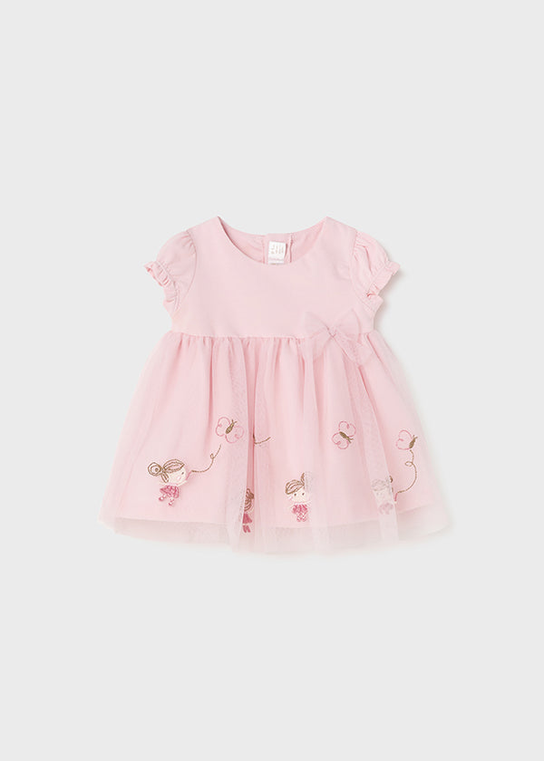 Vestito Coordinato Tulle Rosa Baby