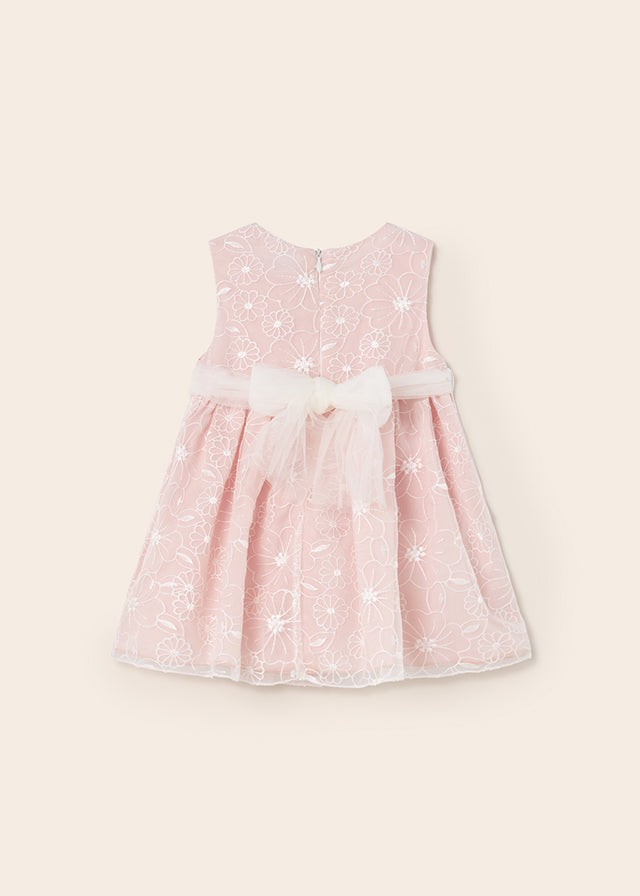 Vestito Organza Ricamato Rosa