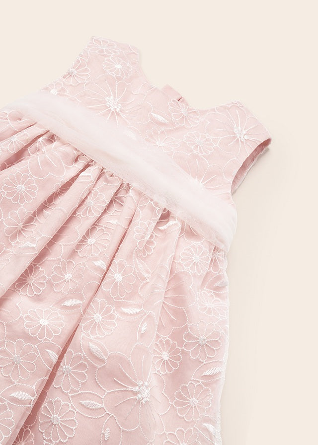 Vestito Organza Ricamato Rosa