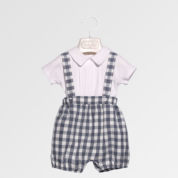 Salopette+body Neonato Azul