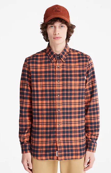 Camicia a Quadri in Flanella col. Arancio