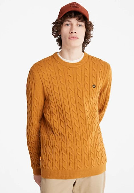 Maglione Giocollo a Trecce in Arancio