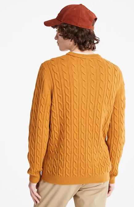 Maglione Giocollo a Trecce in Arancio