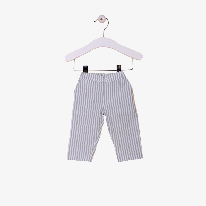 Pantaloni Righe In Grigio Cotone