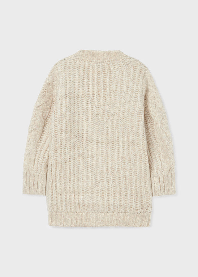 Cardigan Lungo Tricot Intrecciato Beige