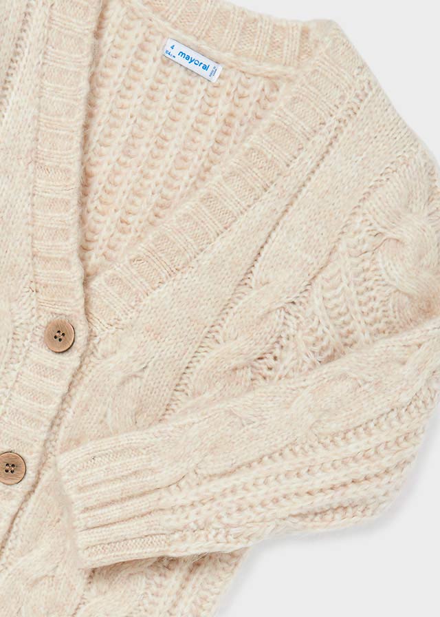 Cardigan Lungo Tricot Intrecciato Beige