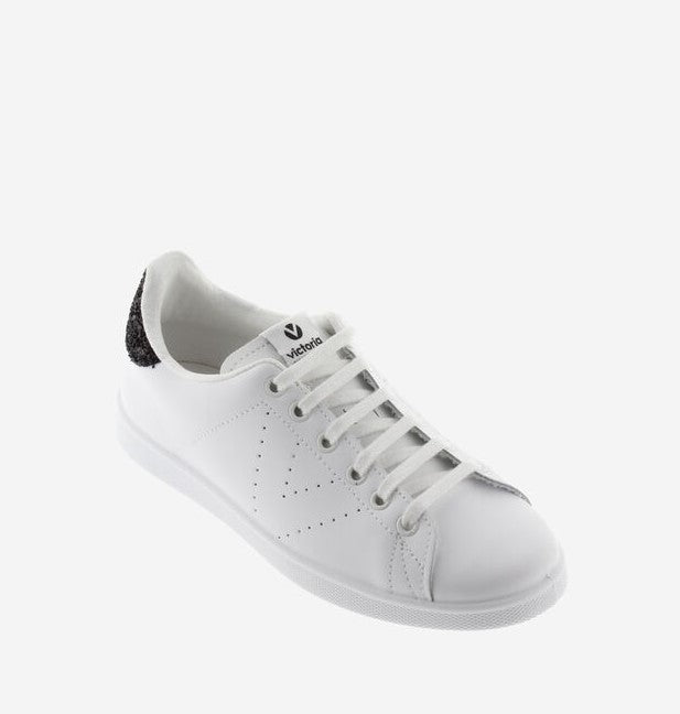 Sneaker Tennis In pelle e Glitter Nero