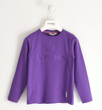 Girocollo Maniche Lunghe Viola