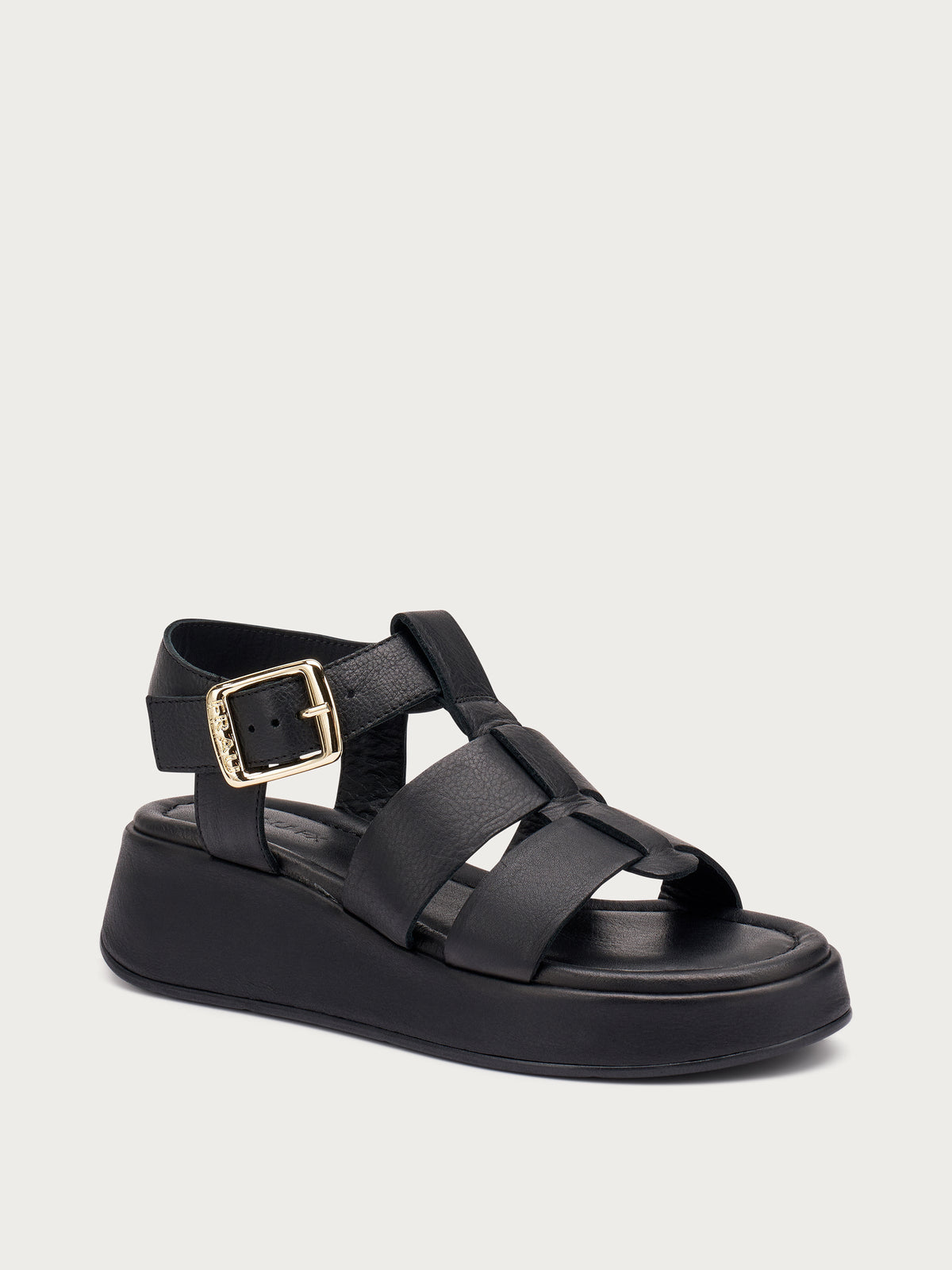 Sandalo Platform In Pelle Nero