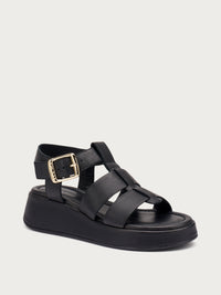 Sandalo Platform In Pelle Nero