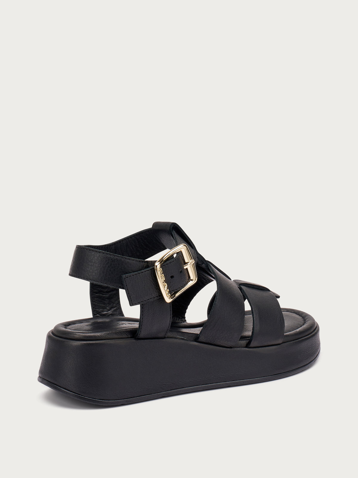 Sandalo Platform In Pelle Nero