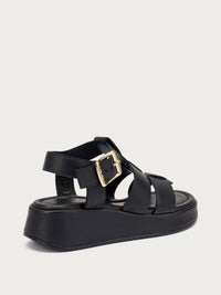 Sandalo Platform In Pelle Nero