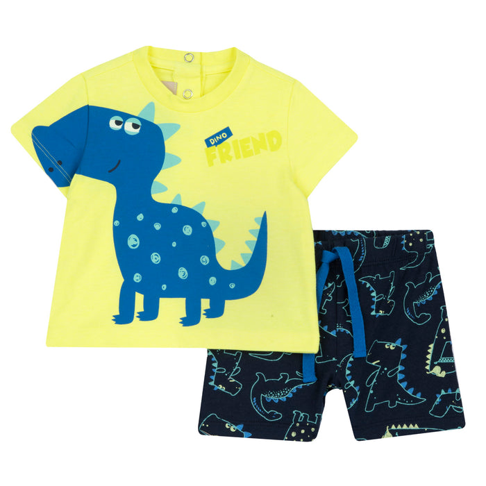 Set 2 Pz T.Shirt+Pantaloni Corti Giallo