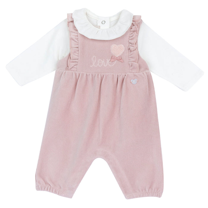 Completo Salopette Body Cuoricino Rosa