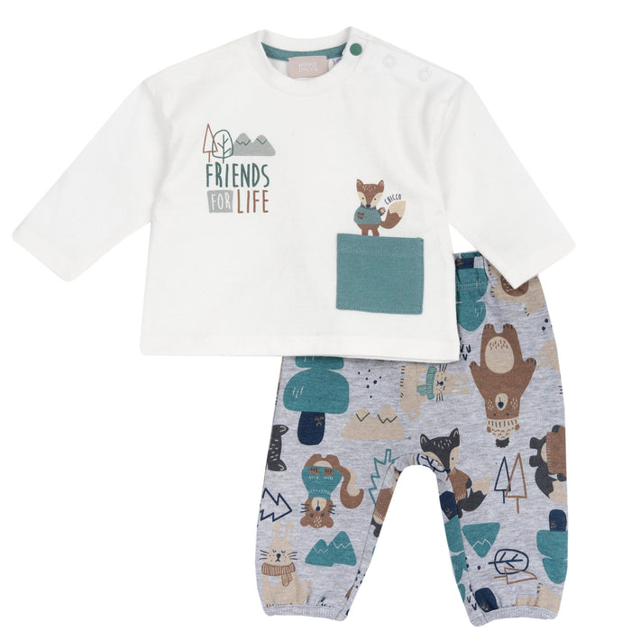 Completo T-Shirt Bianca E Pantalone Bianco