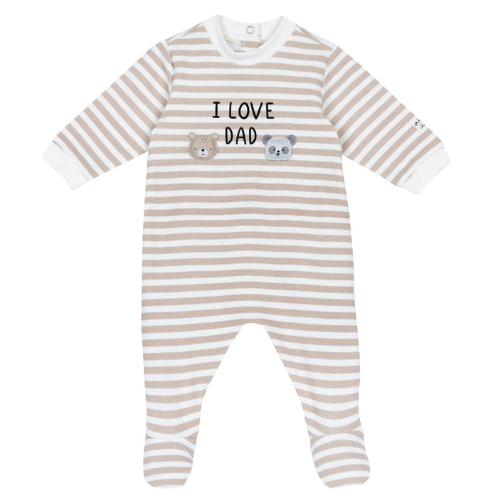 Tutina In Cotone Rigata Beige