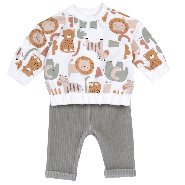 Completo Pantalone Verde E Maglietta Animal Beige