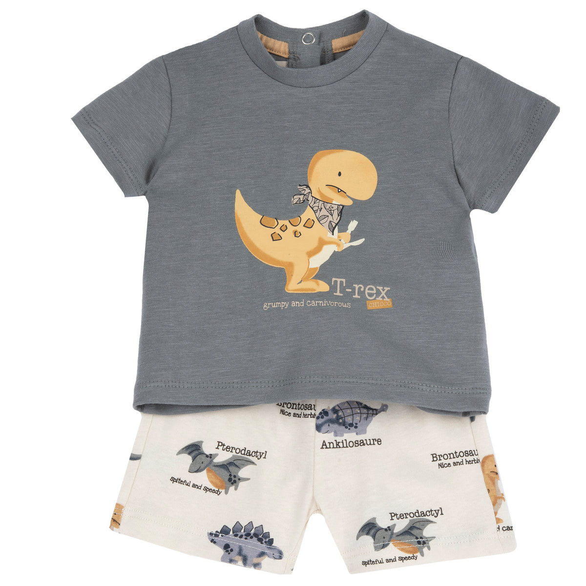 Set 2 Pezzi Pantaloni Corti E Maglietta Dino