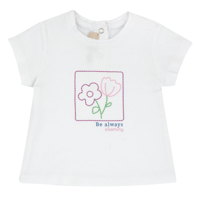 T-Shirt Bianca Con Stampa Fiore