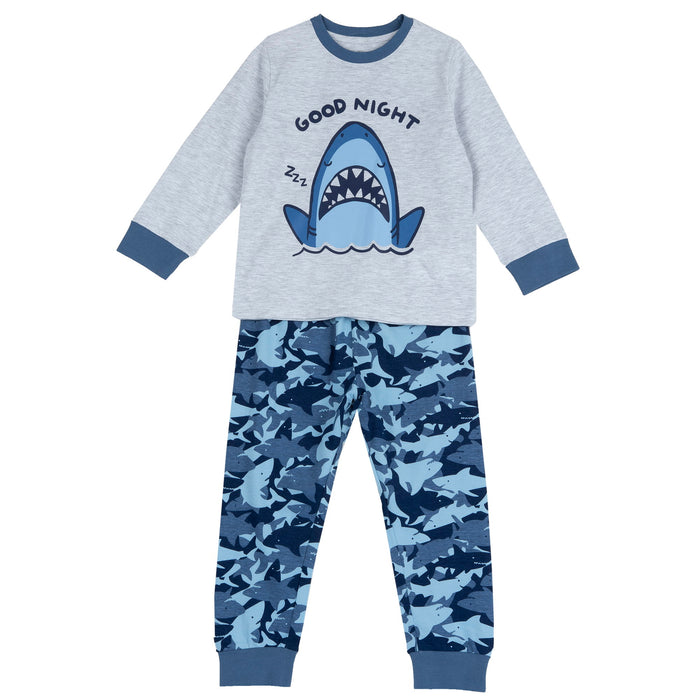 Pigiama Lungo Blu E Maglia Grigia