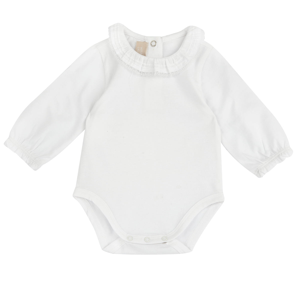 Body Neonato In Cotone Bianco Colletto Bianco